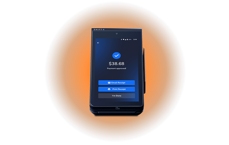 A SkyTab Mobile device showing a payment approved screen.