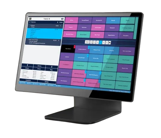 A point of sale system with a touchscreen interface.
