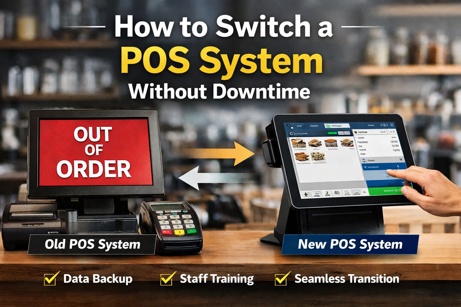 How to switch POS system without downtime showing old vs new POS setup